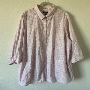 Lands End Womens Shirt Supima Cotton Plus Size 26W Pink Long Sleeves Casual Top